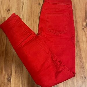 red jeans, blue jeans